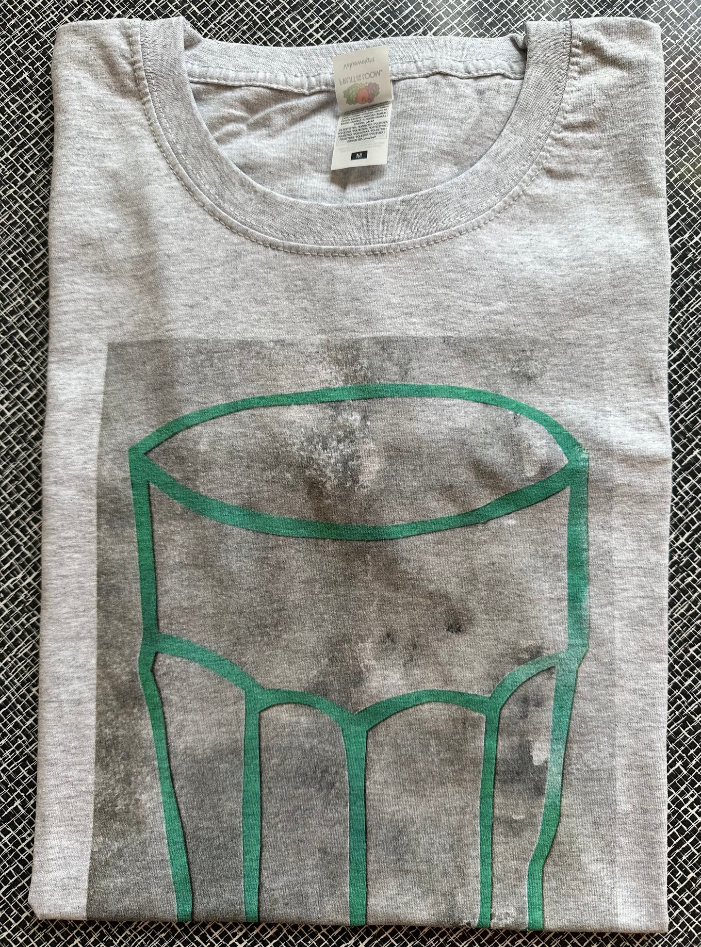 T-Shirt GLAS GRÜN grau méliert, L